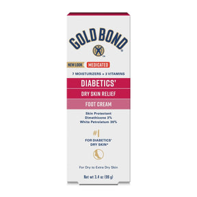 Gold Bond Diabetics' Dry Skin Relief Foot Cream packaging on a white background - okotoks hc pharmacy