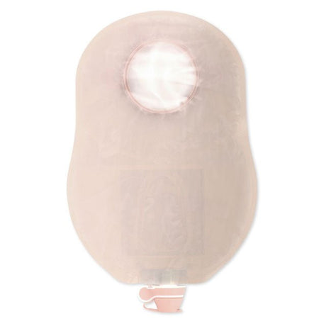 A translucent beige adhesive pouch with a circular opening at the top and a small pink connector at the bottom, shown on a plain white background. - okotoks hc pharmacy