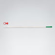 Long white catheter with red and green ends on a light gray background - okotoks hc pharmacy