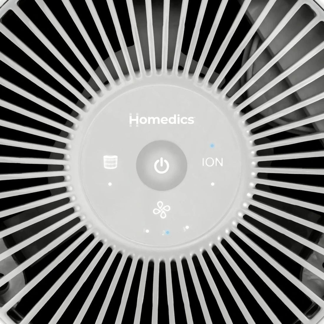 Close-up of a Homedics air purifier with control panel - okotoks hc pharmacy