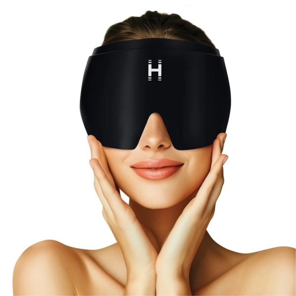 Black head mask worn by a model on a white background - okotoks hc pharmacy
