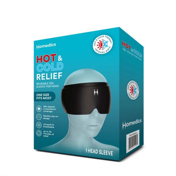Homedics hot and cold relief head sleeve packaging on a white background - okotoks hc pharmacy