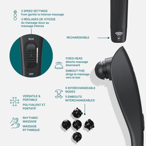 Massage tool with features highlighted on a white background - okotoks hc pharmacy