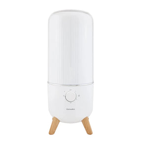 White humidifier with wooden legs on a white background - okotoks hc pharmacy