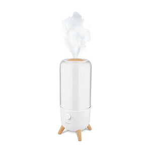 White humidifier with wooden legs on a white background - okotoks hc pharmacy