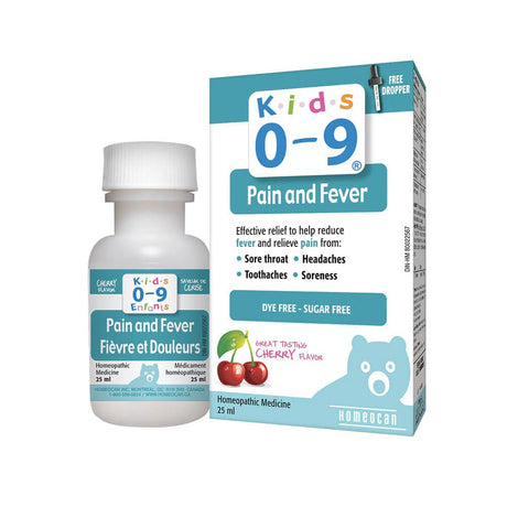 Children's pain and fever relief medication bottle and packaging on a white background - Okotoks HC Pharmacy