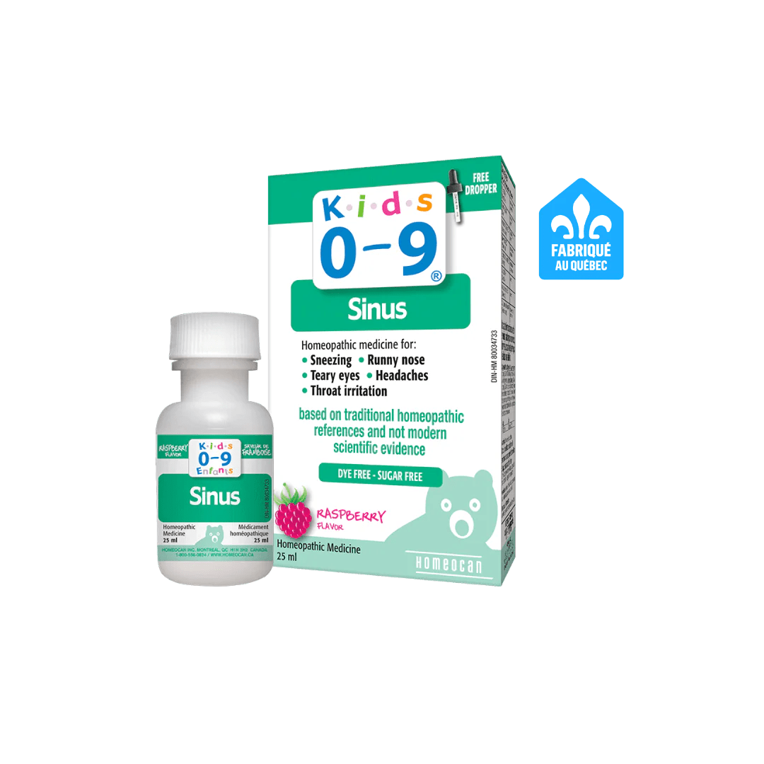 Children's sinus medicine bottle and packaging on a white background - Okotoks HC Pharmacy