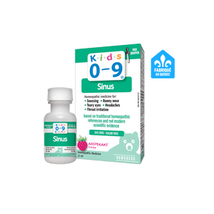 Children's sinus medicine bottle and packaging on a white background - Okotoks HC Pharmacy