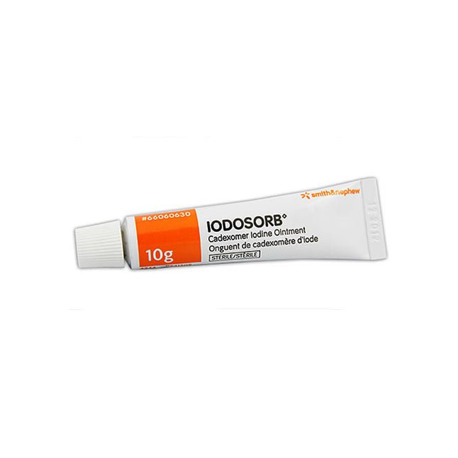 Iodosorb ointment tube on a white background - okotoks hc pharmacy