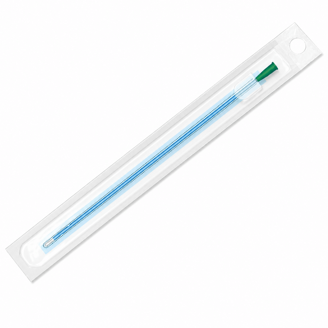 A single-use sterile dressing applicator with a blue plastic handle and a green tip, sealed in a clear plastic package with a white header card. - okotoks hc pharmacy