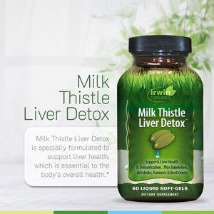 Irwin Naturals Milk Thistle Liver Detox supplement bottle on a white background - okotoks hc pharmacy