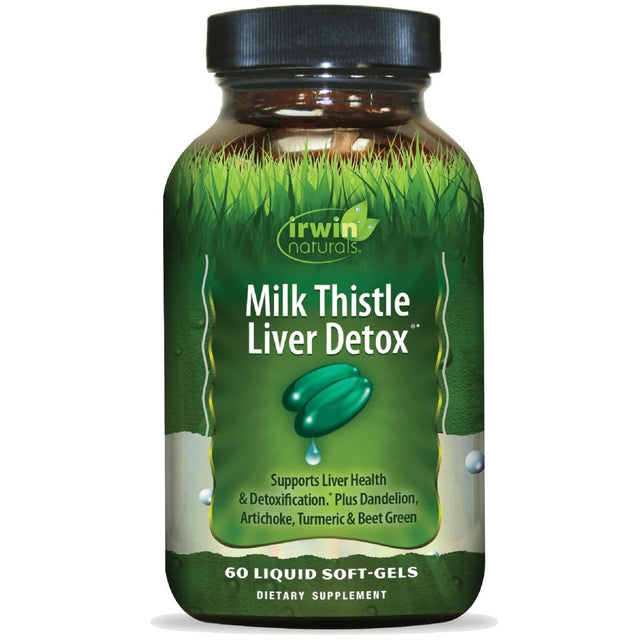 Irwin Naturals Milk Thistle Liver Detox supplement bottle on a white background - okotoks hc pharmacy