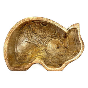 Decorative wooden bowl with intricate carvings on a white background - okotoks hc pharmacy