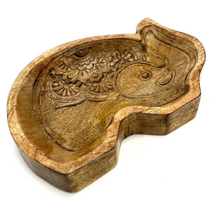 Wooden tray shaped like a elephant on a white background - okotoks hc pharmacy