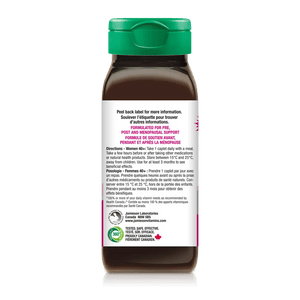 A dark amber brown bottle of Gerson Laboratories post and menstrual support capsules with a green flip-top cap, shown on a white background with a slight shadow. - okotoks hc pharmacy
