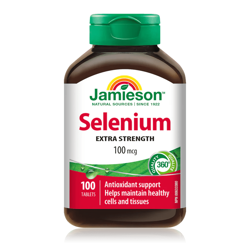 Jamieson Selenium Extra Strength supplement bottle on a white background - okotoks hc pharmacy