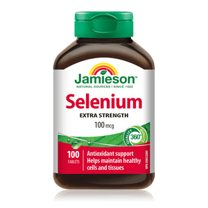 Jamieson Selenium Extra Strength supplement bottle on a white background - okotoks hc pharmacy