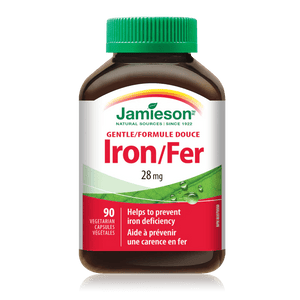 Jar of Jamieson Iron supplement on a white background - Okotoks HC Pharmacy