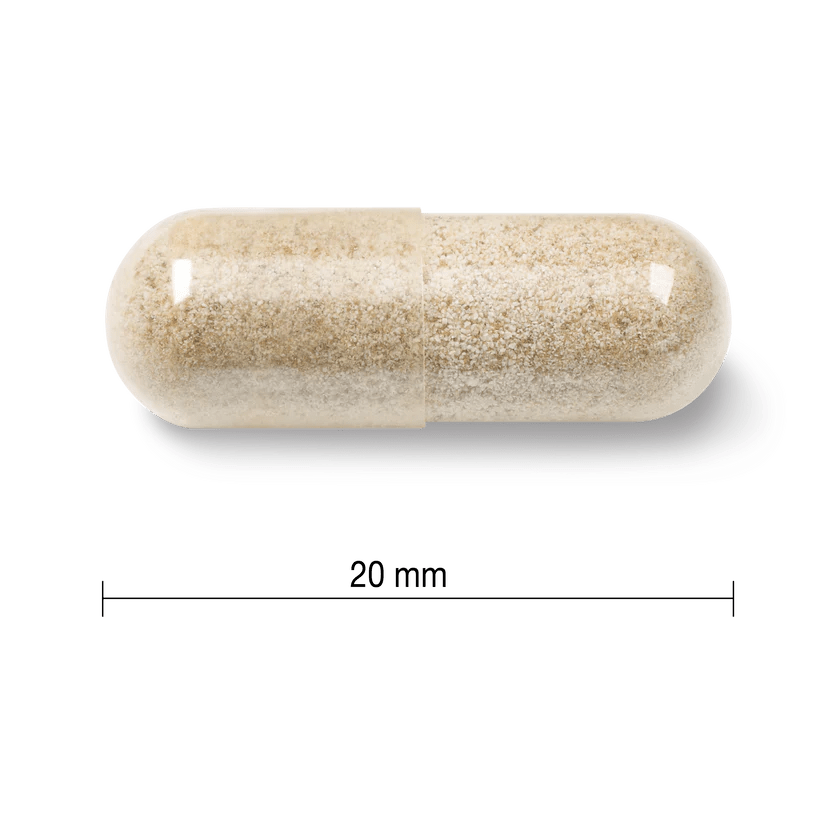 Beige capsule pill with a measurement label on a white background - Okotoks HC Pharmacy