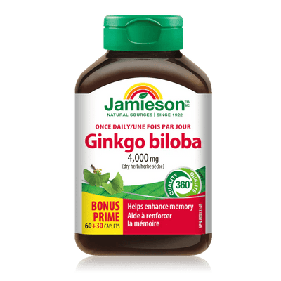 Jamieson ginkgo biloba 4000mg 60+30 caplets - Okotoks HC Pharmacy