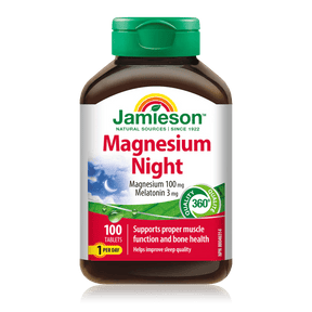 Jamieson Magnesium Night supplement bottle on a white background - okotoks hc pharmacy