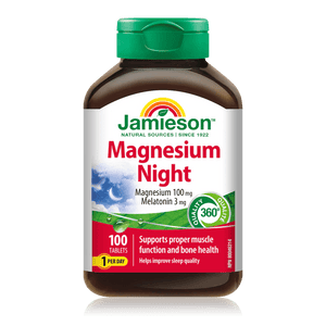 Jamieson Magnesium Night supplement bottle on a white background - okotoks hc pharmacy