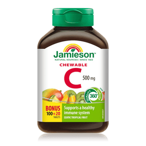 Jamieson vitamin c chewable tropical fruit 100+20 tablets - Okotoks HC Pharmacy