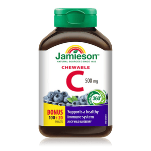 Jamieson vitamin c chewables blueberry 100+20 tablets - Okotoks HC Pharmacy