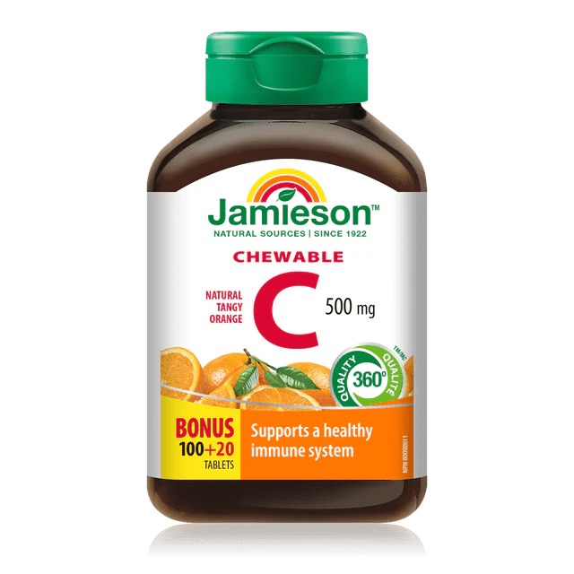 Jamieson vitamin c chewables orange 500mg 100+20 tabs - Okotoks HC Pharmacy