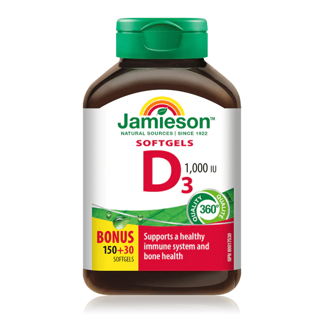 Jamieson vitamin d3 1000iu 150+30 softgels - Okotoks HC Pharmacy