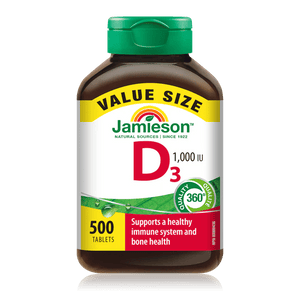 Jamieson D3 vitamin supplement bottle on a white background - okotoks hc pharmacy