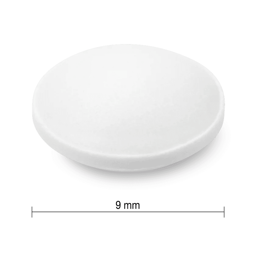 White tablet with dimensions labeled on a white background - okotoks hc pharmacy