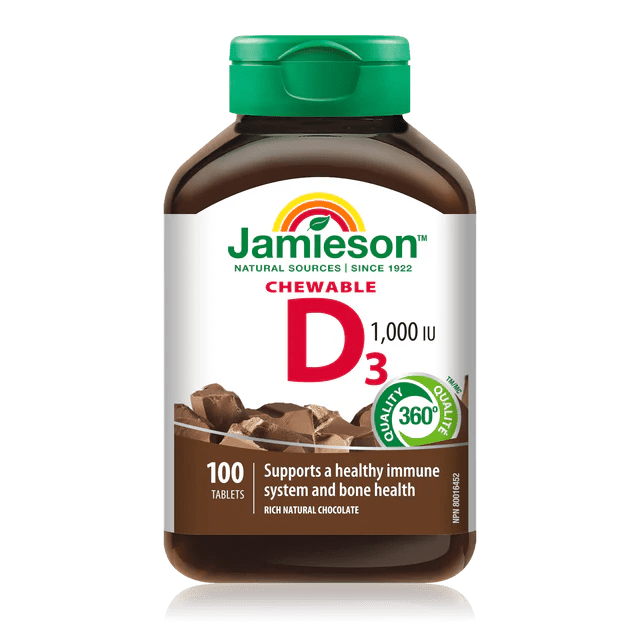 Jamieson vitamin d3 chewable chocolate 1000iu 100 tablets - Okotoks HC Pharmacy