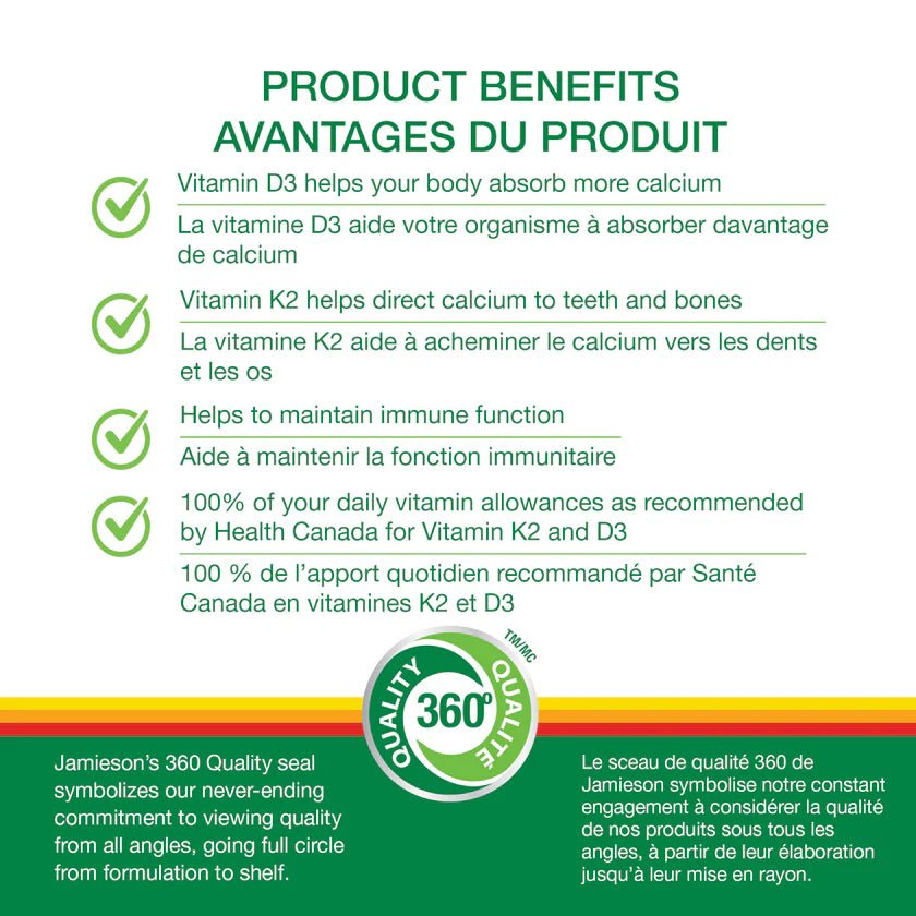 Product benefits of a vitamin supplement with green text on a white background - okotoks hc pharmacy