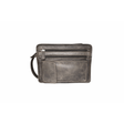 Black leather wristlet with multiple compartments on a white background - okotoks hc pharmacy