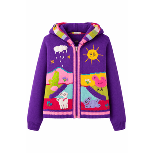Colorful children's hoodie with cartoon designs on a white background - okotoks hc pharmacy