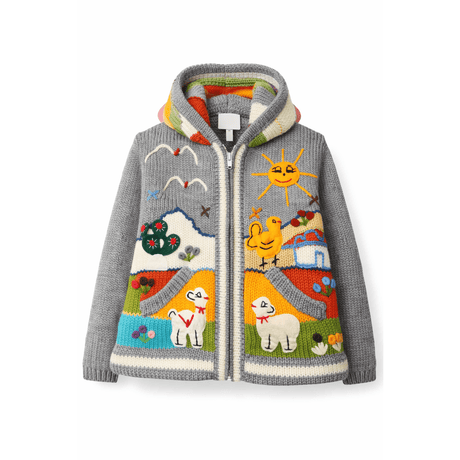 Children's sweater with colorful animal designs on a white background - okotoks hc pharmacy