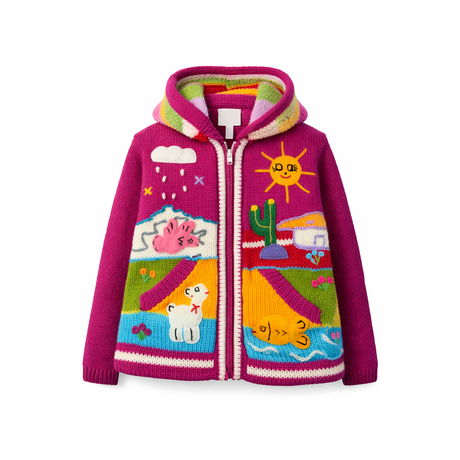 Colorful children's hoodie with cartoon designs on a white background - okotoks hc pharmacy