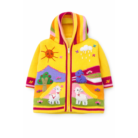 Colorful children's hoodie with cartoon designs on a white background - okotoks hc pharmacy