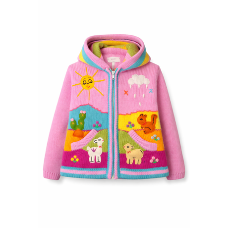 Colorful children's hoodie with animal and nature patterns on a white background - okotoks hc pharmacy