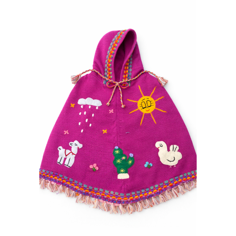 Purple children's hooded poncho with colorful designs on a white background - okotoks hc pharmacy