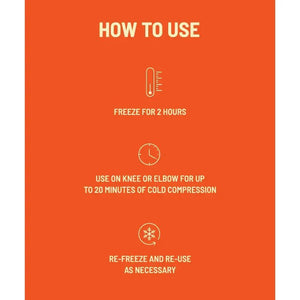 Instructions for using a cold compression product on an orange background - okotoks hc pharmacy