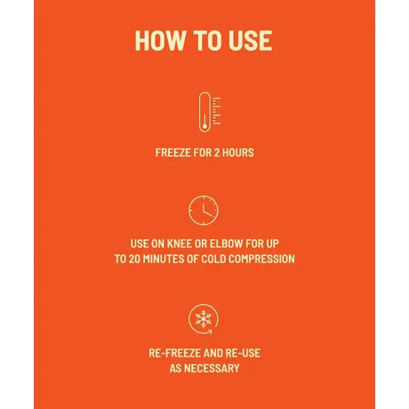 Instructions for using a cold compression product on an orange background - okotoks hc pharmacy