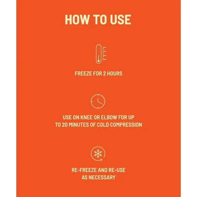 Instructions for using a cold compression product on an orange background - okotoks hc pharmacy