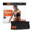KT Health ice sleeve with packaging and a woman using it on a white background - okotoks hc pharmacy