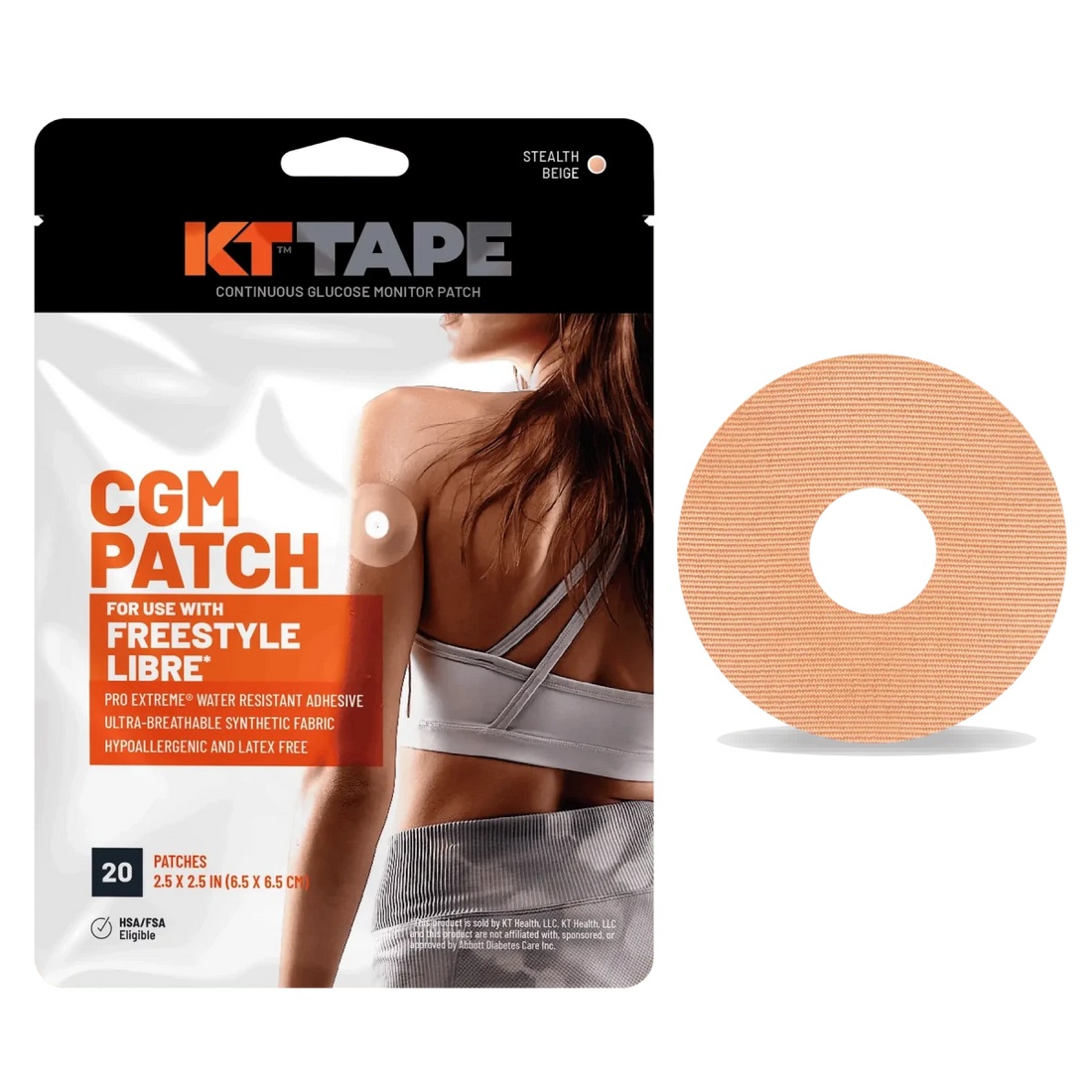 KT Tape CGM patch packaging with a patch on a white background - okotoks hc pharmacy