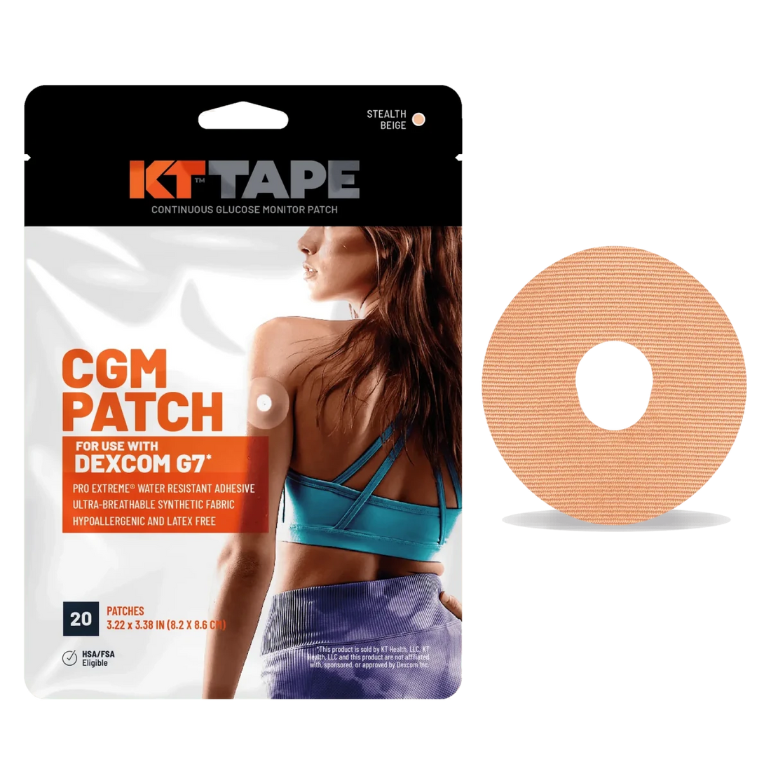 KT Tape CGM patch packaging with a patch on a white background - okotoks hc pharmacy