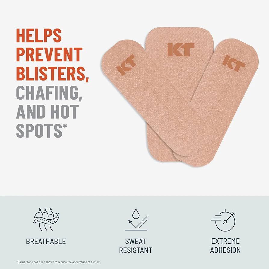 Three IKT blister prevention patches on a light gray background with text about their benefits. - okotoks hc pharmacy