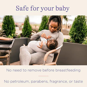 Woman breastfeeding a baby outdoors with text about product safety for babies. - okotoks hc pharmacy