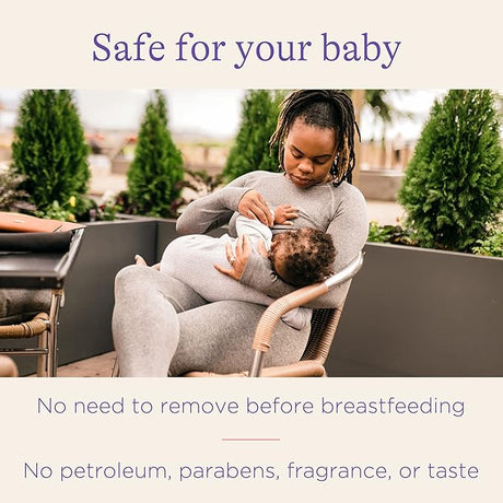 Woman breastfeeding a baby outdoors with text about product safety for babies. - okotoks hc pharmacy